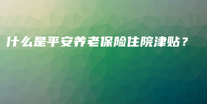 什么是平安养老保险住院津贴？-PLB
