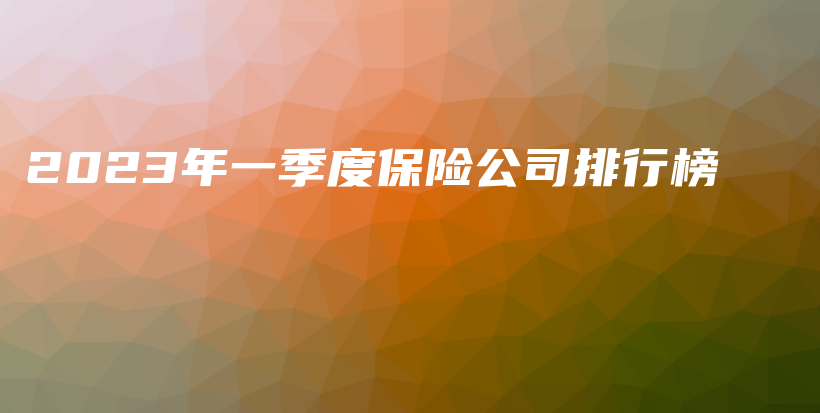 2023年一季度保险公司排行榜-PLB