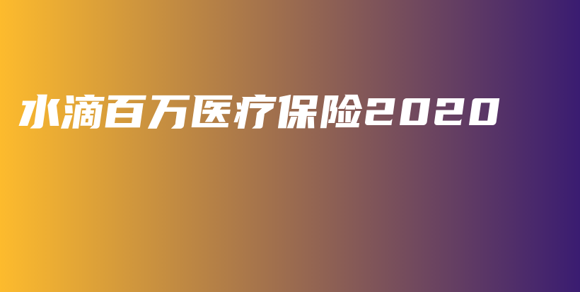 水滴百万医疗保险2020-PLB