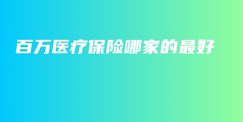 百万医疗保险哪家的最好-PLB