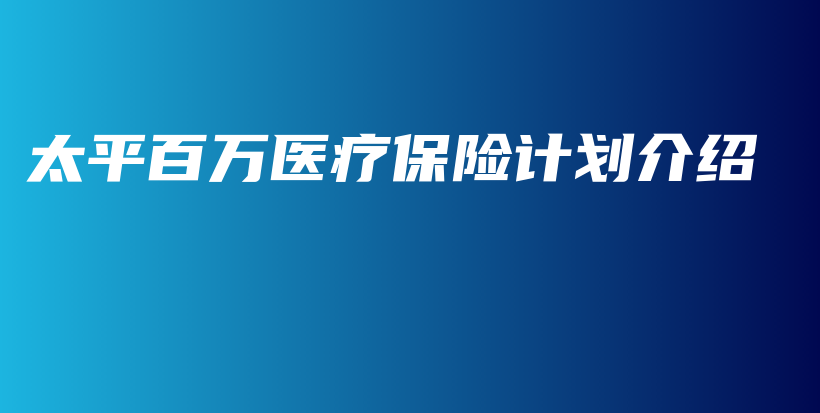 太平百万医疗保险计划介绍-PLB