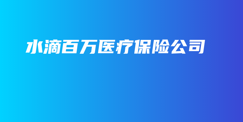 水滴百万医疗保险公司-PLB