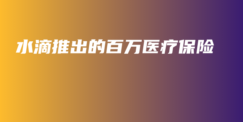 水滴推出的百万医疗保险-PLB