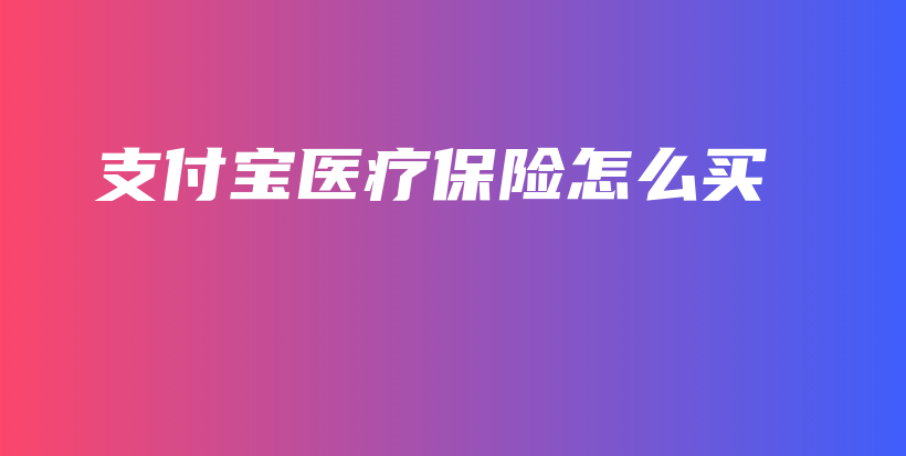 支付宝医疗保险怎么买-PLB