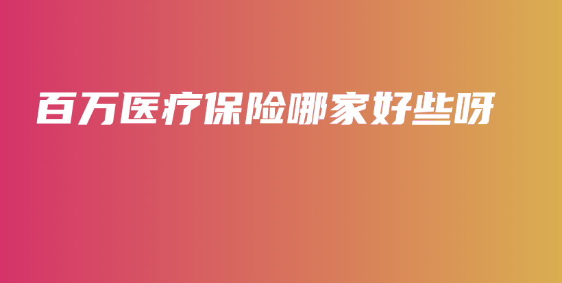 百万医疗保险哪家好些呀-PLB