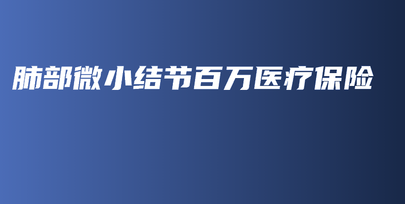肺部微小结节百万医疗保险-PLB