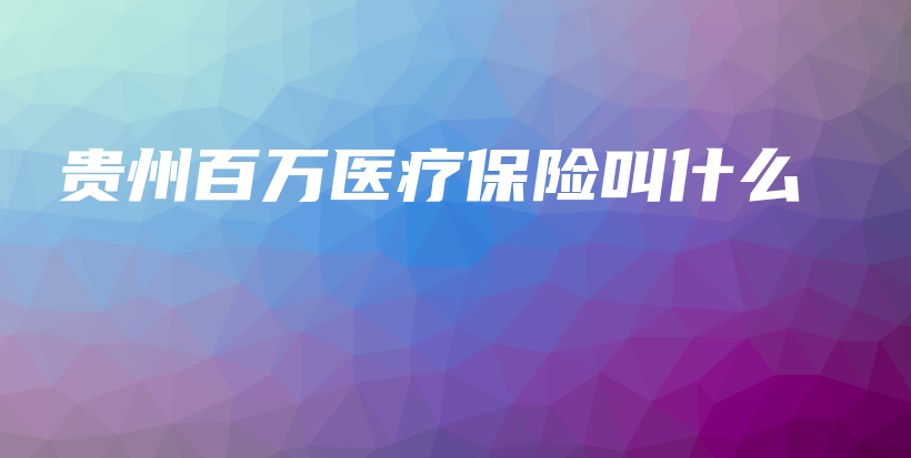 贵州百万医疗保险叫什么-PLB