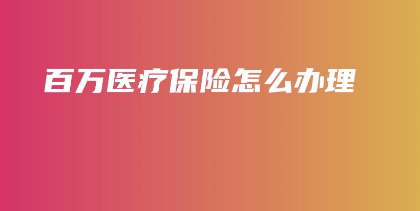 百万医疗保险怎么办理-PLB