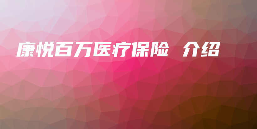 康悦百万医疗保险 介绍-PLB