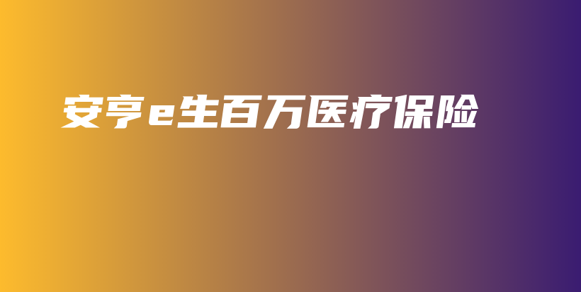 安亨e生百万医疗保险-PLB