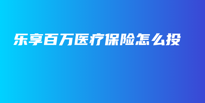 乐享百万医疗保险怎么投-PLB