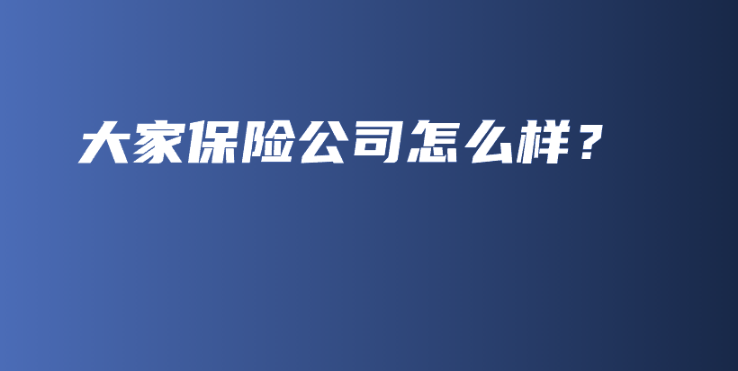 大家保险公司怎么样？-PLB