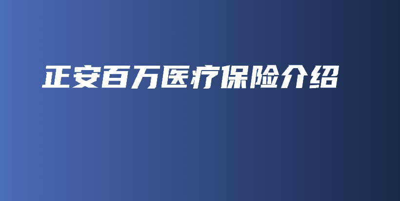 正安百万医疗保险介绍-PLB