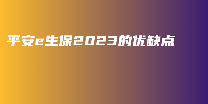 平安e生保2023的优缺点-PLB
