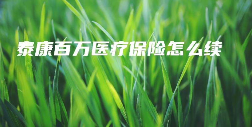 泰康百万医疗保险怎么续-PLB
